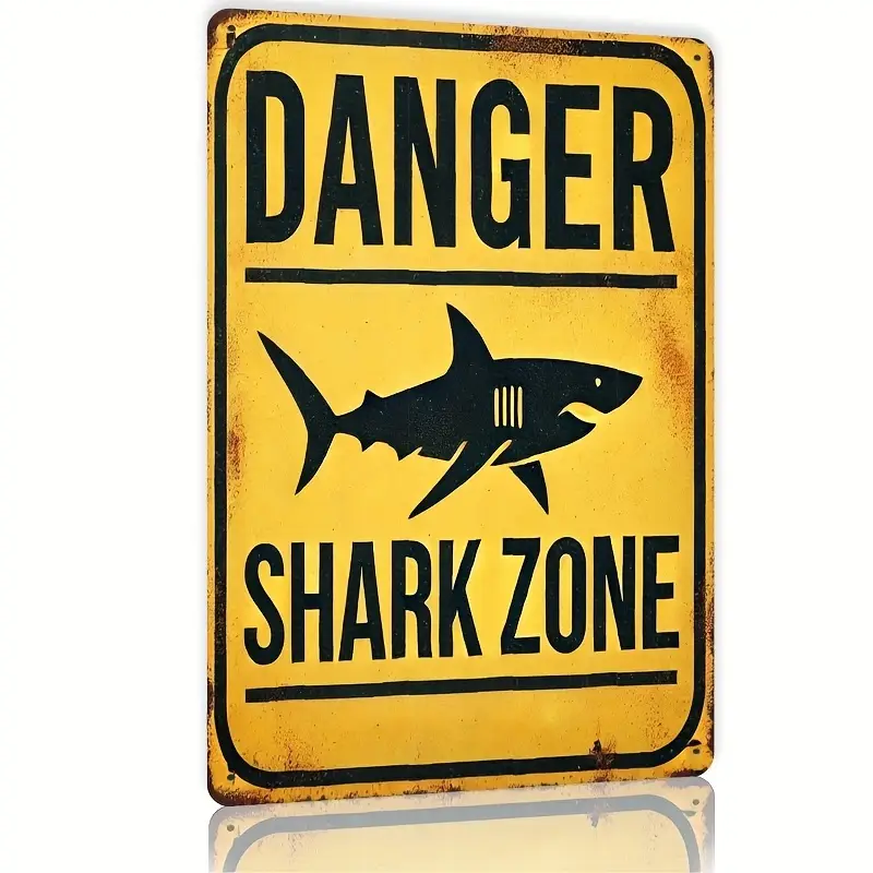 Box-Fish Letrero de Metal Danger Shark Zone