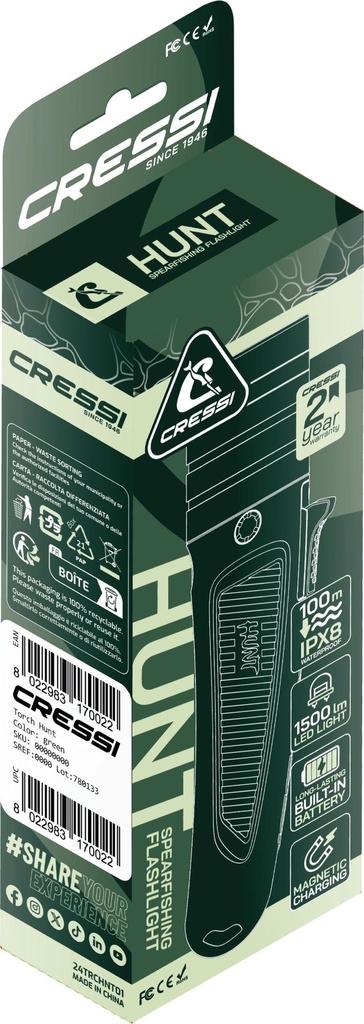 Cressi Linterna Hunt 1600lm Marrón