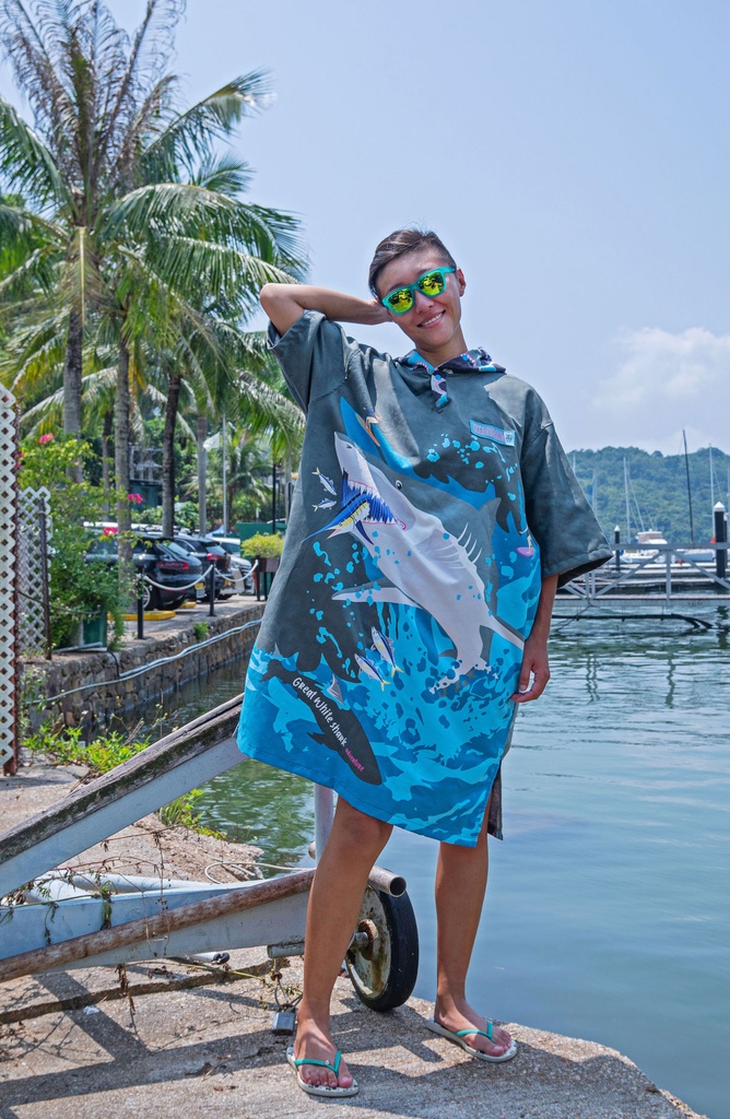 [OC-T21] Oceanarium Poncho Toalla Great White Shark