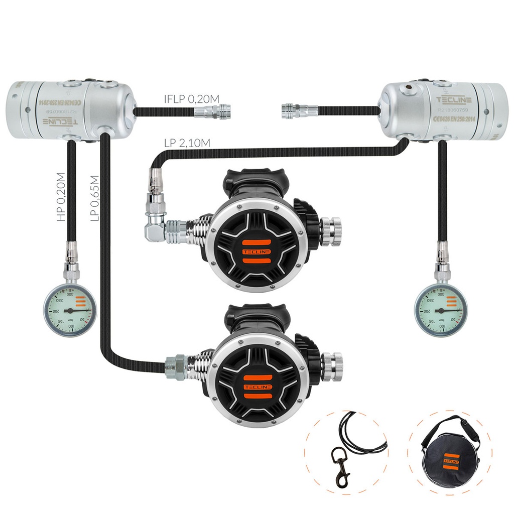 [10005-4] Tecline Set R2 Tec1 DIN Sidemount + Bolsa
