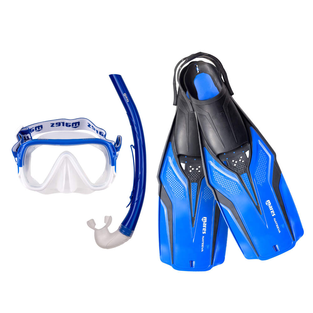 [410757-BL-S/M] Mares Snorkeling Set Nateeva Keewee Azul (S-M)