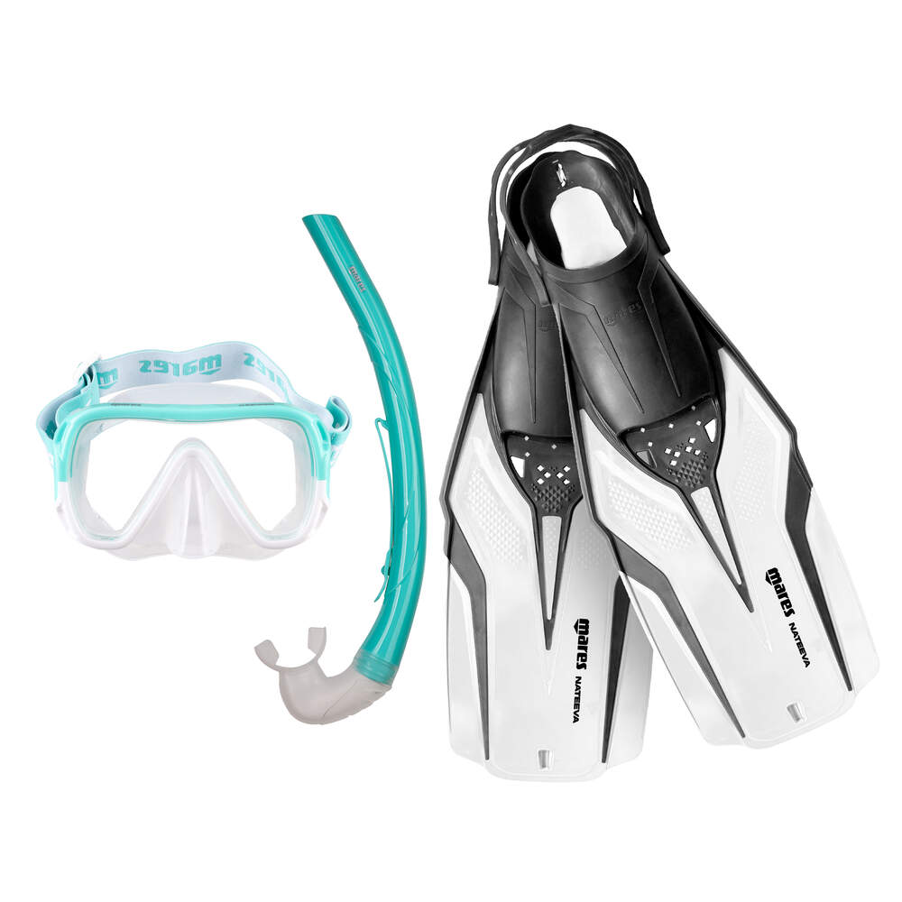 [410757-WH-S/M] Mares Snorkeling Set Nateeva Keewee Blanco (S-M)