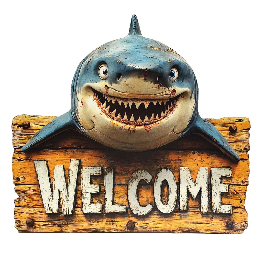 [96960642167] Box-Fish Tiburón Welcome Decorativo Colgante 2D