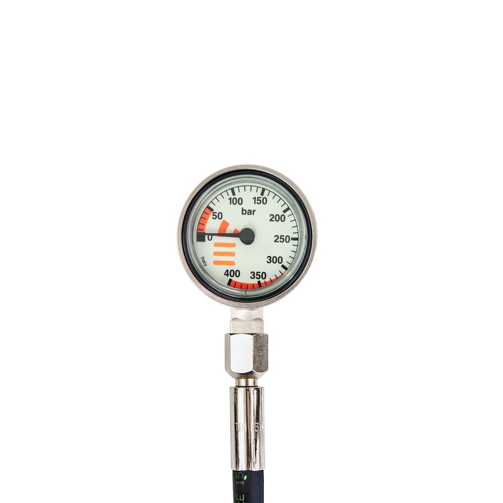 [T10107] Tecline Manómetro 52mm 300bar Side Mount con Latiguillo 20cm
