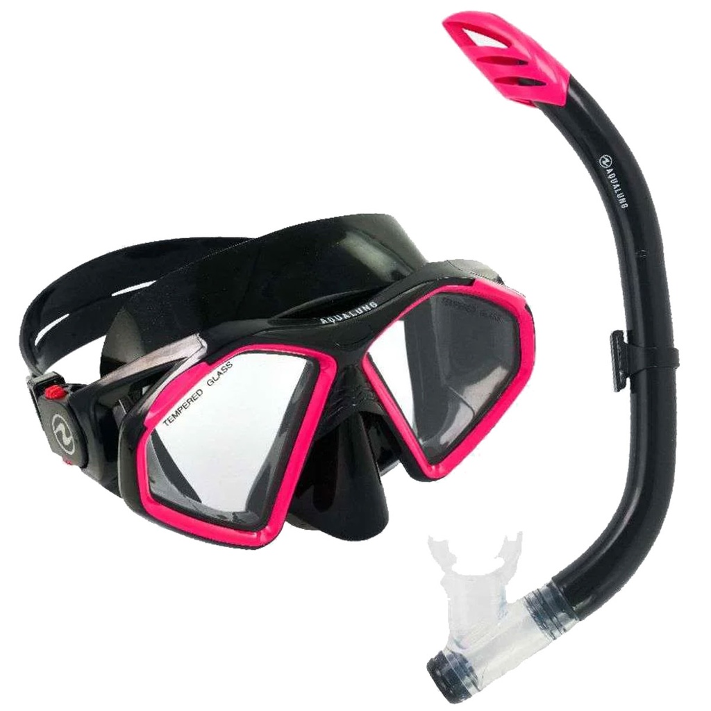 Aqualung Hawkeye Set Snorkeling Negro / Rosa