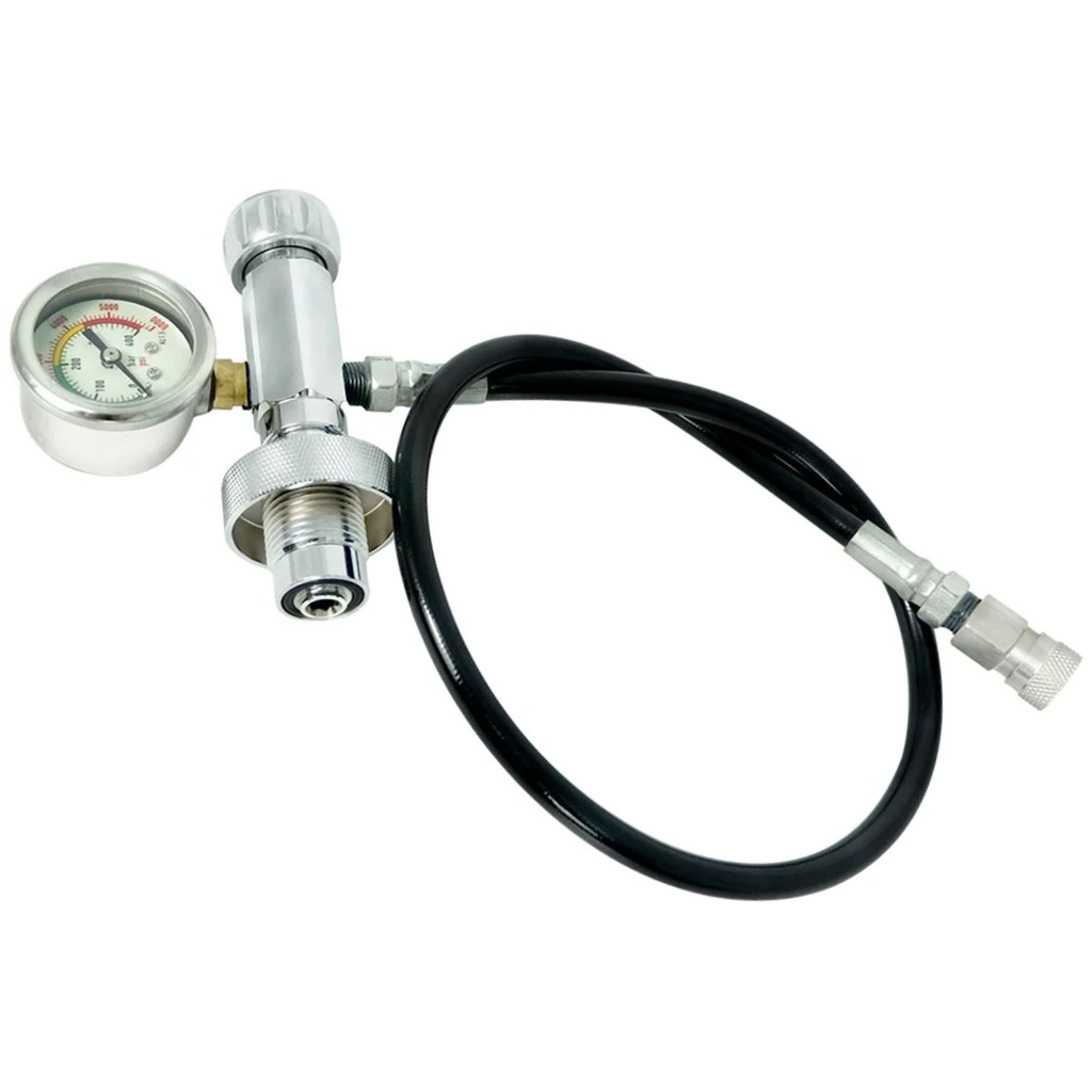 [SMC-ADP-DIN-S-03] Smaco Adaptador DIN con Latiguillo y Manómetro para Recarga Mini Botellas Buceo