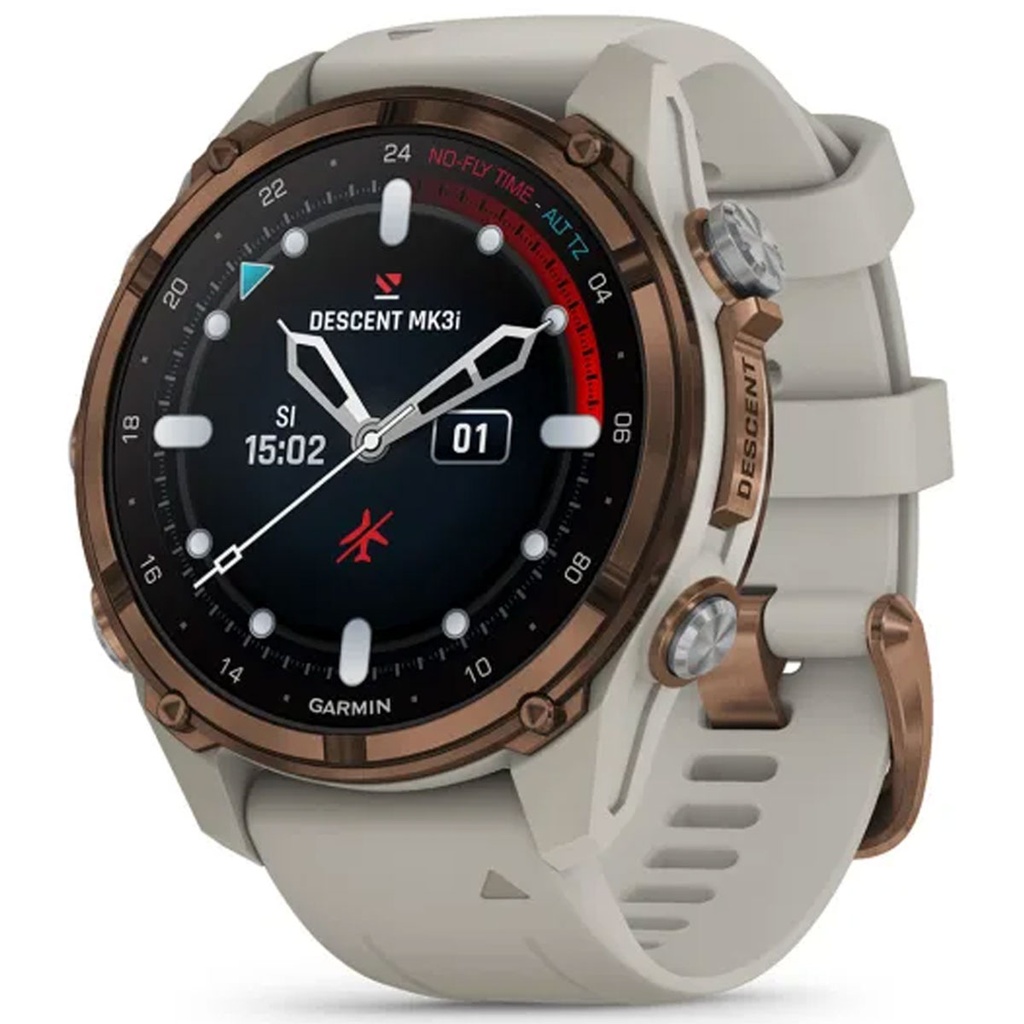 [010-02753-14] Garmin Descent MK3i Titanio Bronce 43mm - Correa Silicona Gris