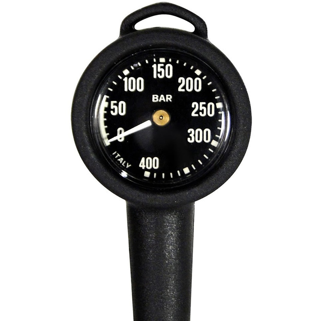 [06VMISV] Tecnomar Manómetro Militar 400 Bar Negro con Latiguillo 80cm