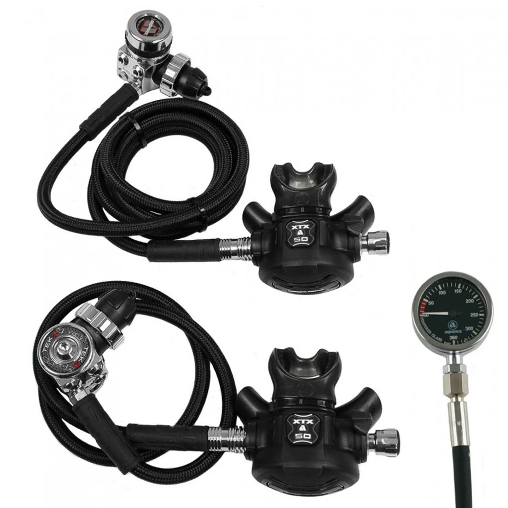 Apeks XTX50 Tek3 2x Set Regulador con Manómetro DIN